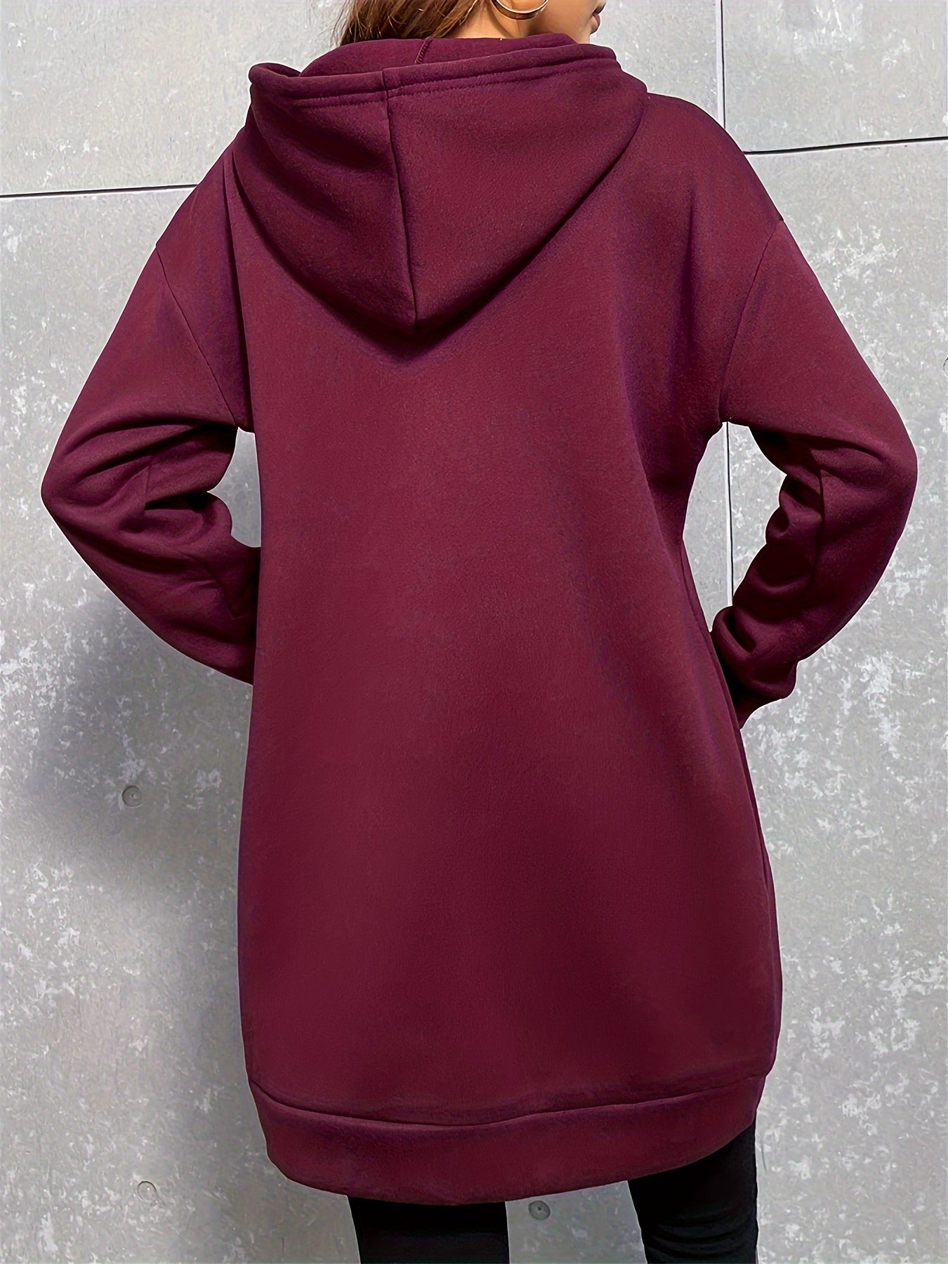 Robe Sweat à Capuche Femme Longue avec Poche Kangourou Manches Longues