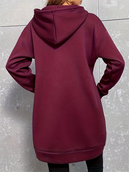 Robe Sweat à Capuche Femme Longue avec Poche Kangourou Manches Longues
