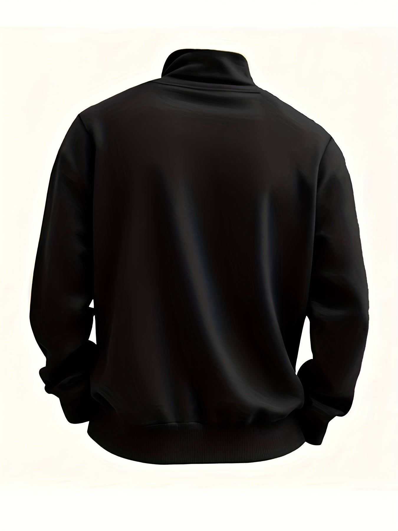 Sweat-shirt Homme Col Montant Zippé avec Poche Poitrine Couleur Unie