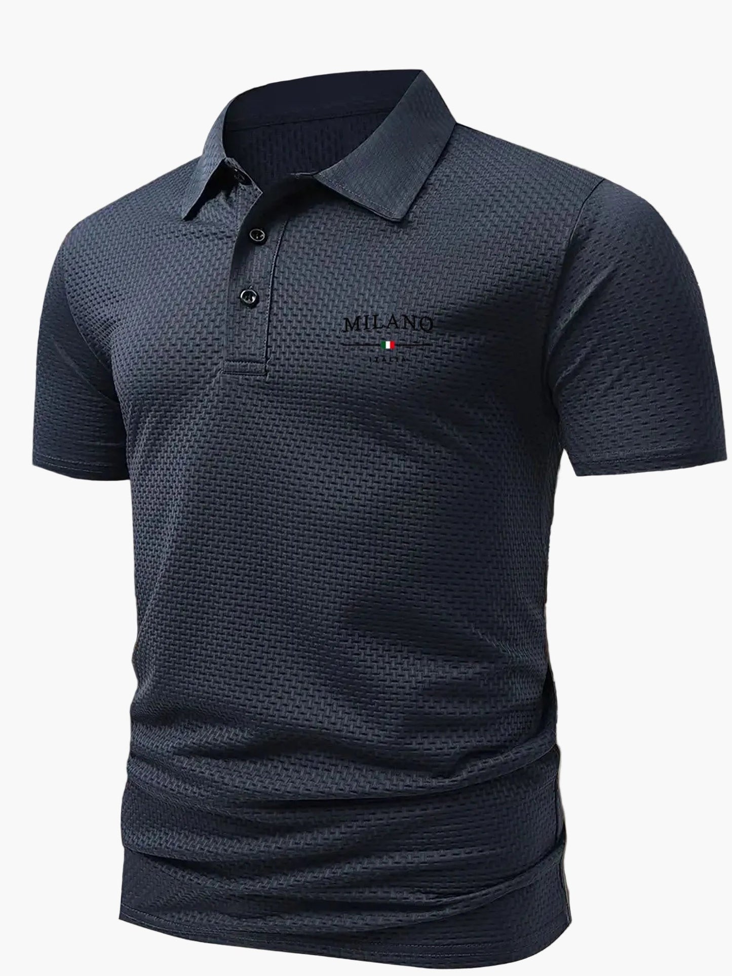 Elegantes Herren-Poloshirt im italienischen Stil mit geometrischem Muster für einen casual-chicen Look  