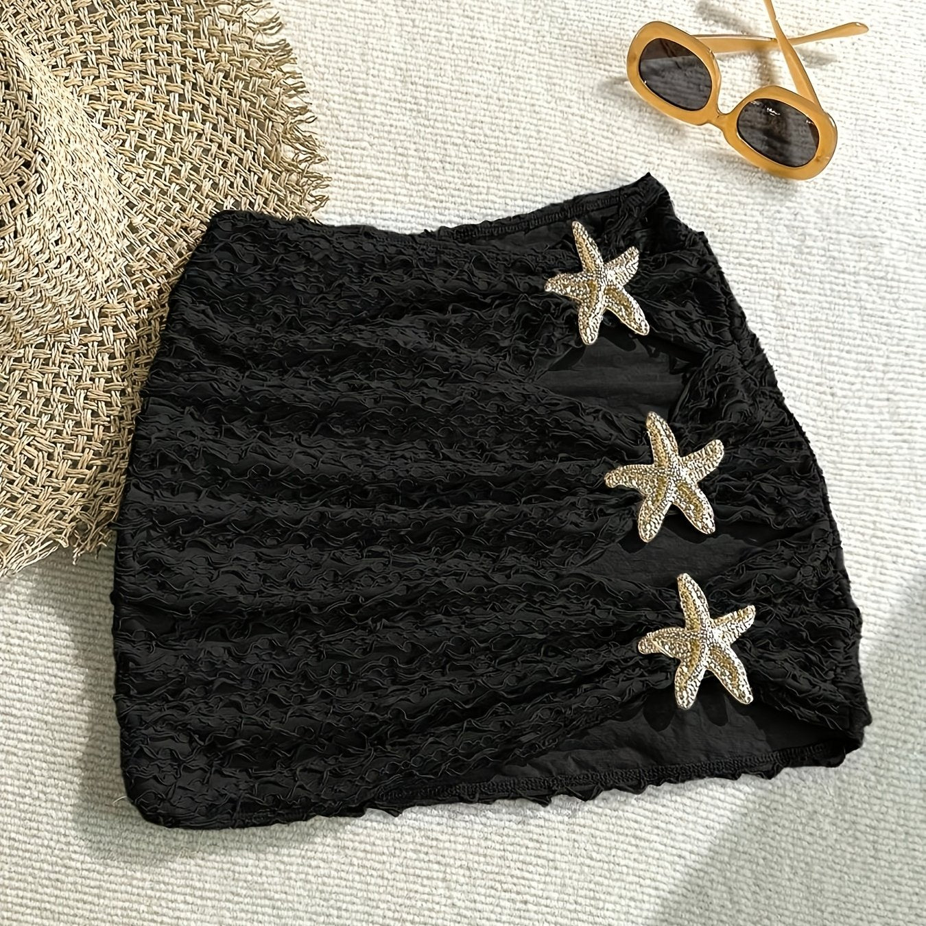 Mini beach skirt with starfish details for women, chic coastal style