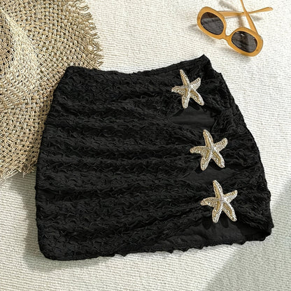 Mini beach skirt with starfish details for women, chic coastal style