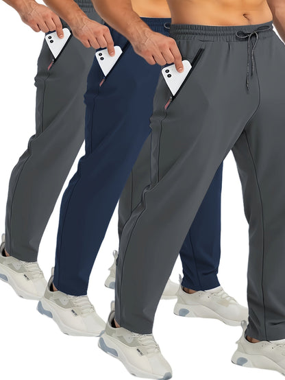Pantalon de jogging homme avec poches zippées, style décontracté, lot de 3, idéal pour sport et détente