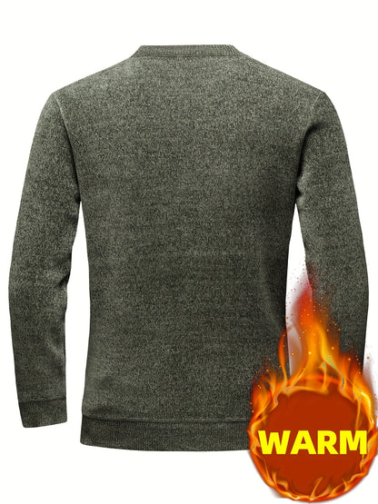 Pull Homme Col Rond Tricoté Maille Texturée Rayures Poitrine Manches Longues