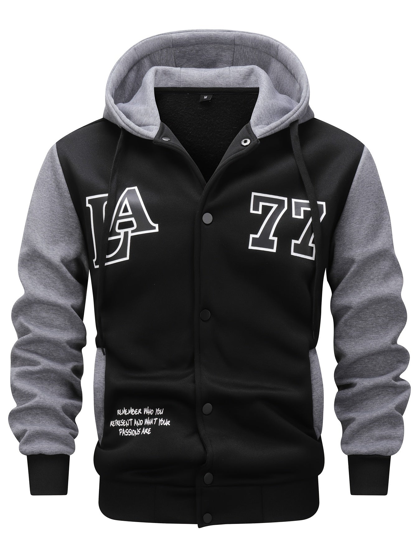 Veste sweat à capuche homme bicolore noir et gris imprimé