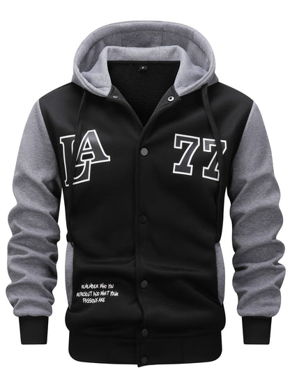 Veste sweat à capuche homme bicolore noir et gris imprimé