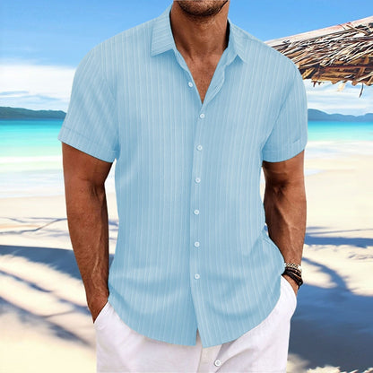Chemise décontractée à rayures pour homme – Style estival chic, idéale pour la plage ou la ville