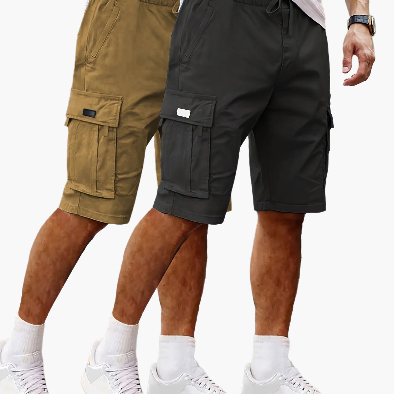 Shorts cargo casual da uomo 2 pezzi, stile urbano e versatile, ideali per il tempo libero e le attività all'aperto