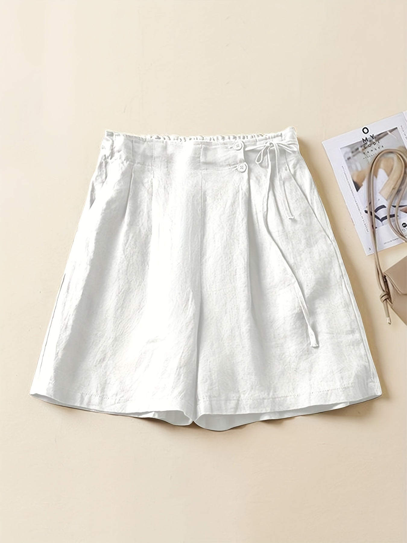 Shorts taille haute femme coupe ample style décontracté été