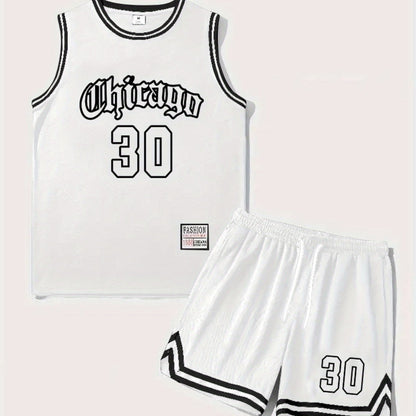 Ensemble Débardeur et Short de Basketball Style Chicago pour Homme - Look Sportif Urbain