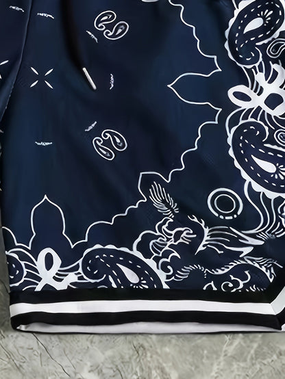Shorts de sport homme style streetwear imprimé motif bandana – Look urbain tendance