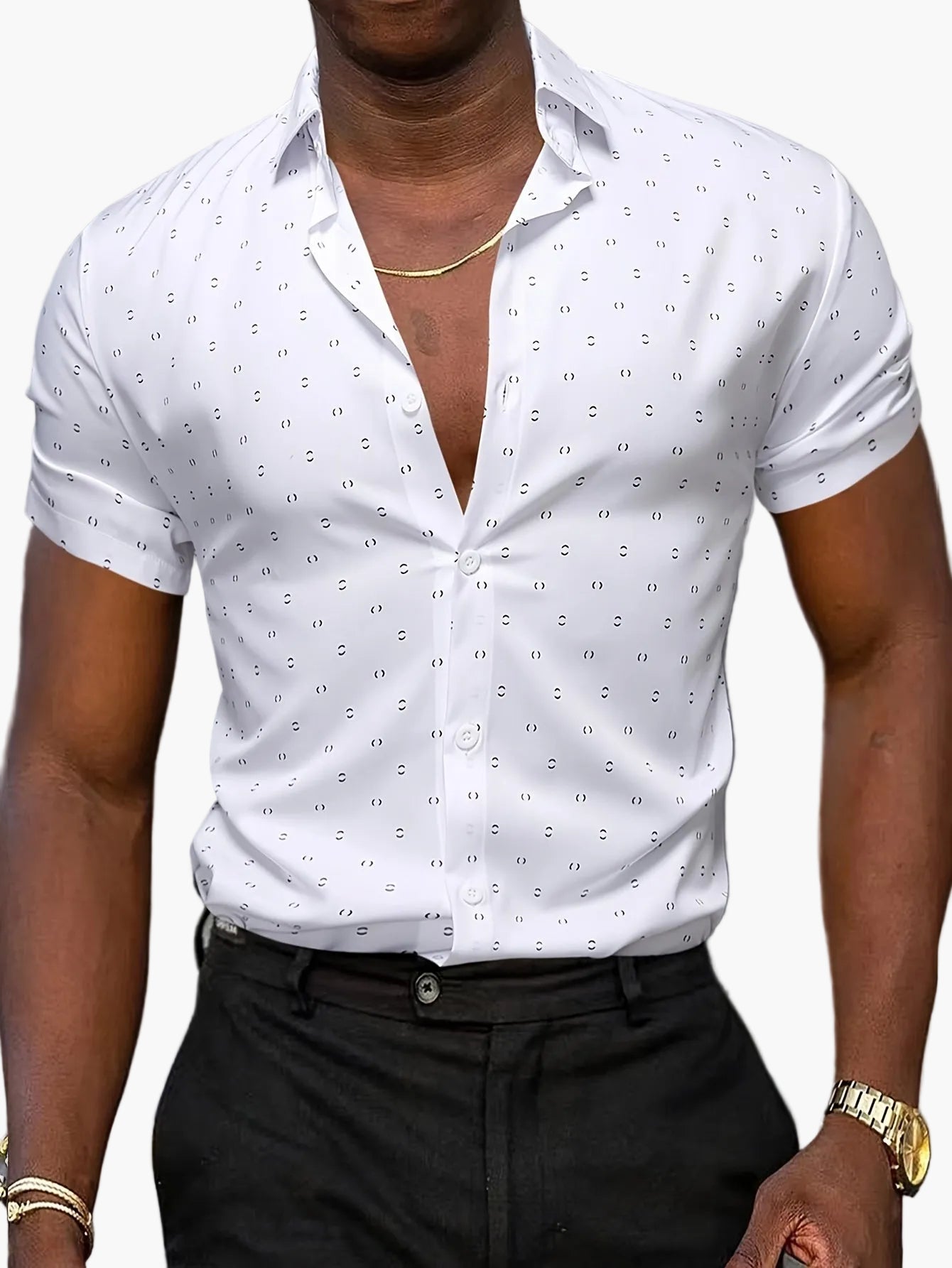 Chemise à manches courtes homme style casual imprimé élégant pour bureau ou sorties