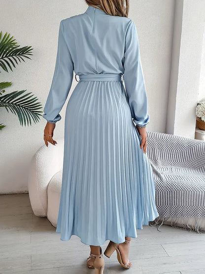 Robe mi-longue élégante à plis pour femme – Style chic et polyvalent pour occasions spéciales