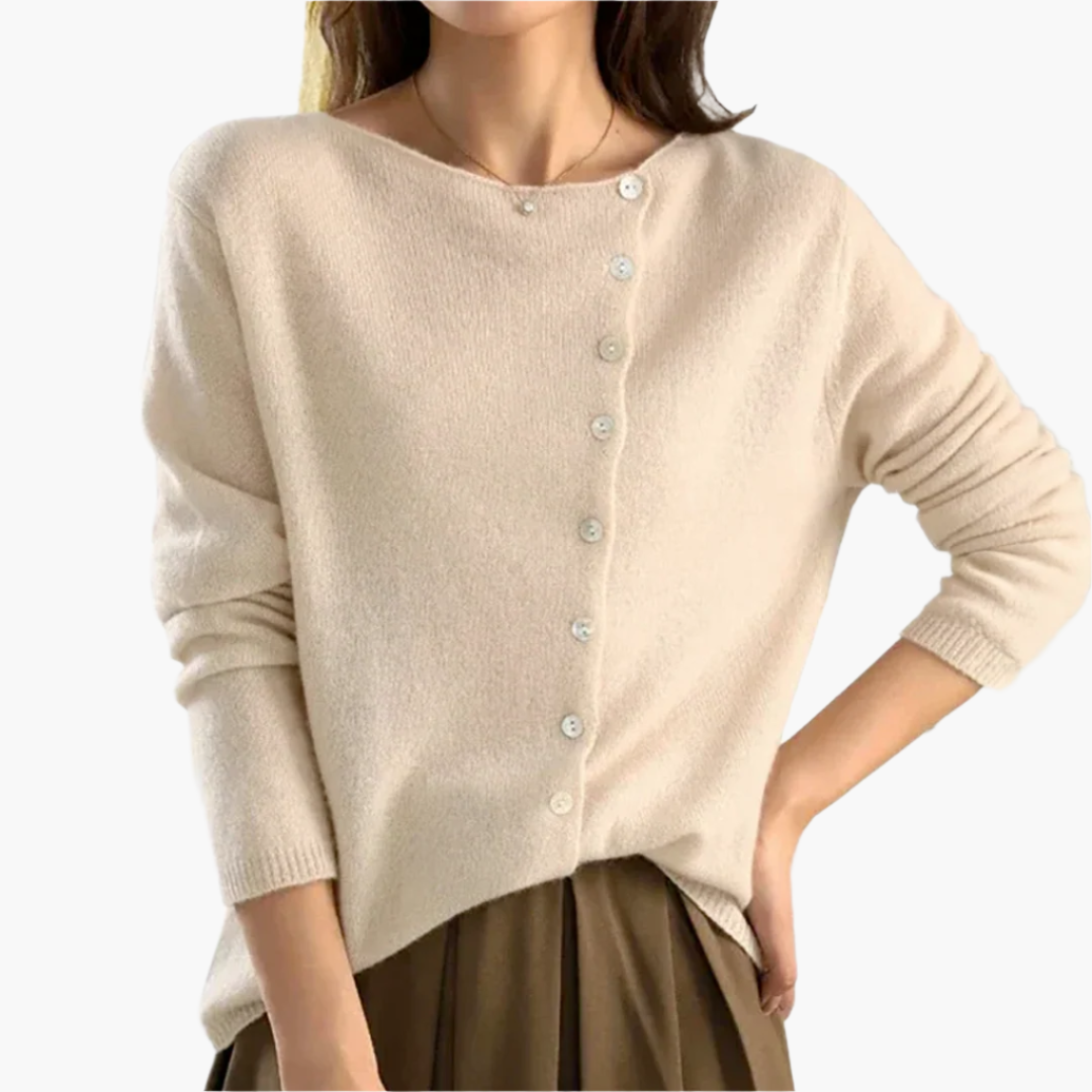 Elegante damescardigan met asymmetrische sluiting voor een chique en comfortabele look