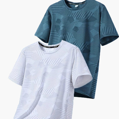 Atmungsaktives Herren-T-Shirt im tropischen Casual-Stil, kurzärmelig – 2er-Pack, ideal für den Sommer  