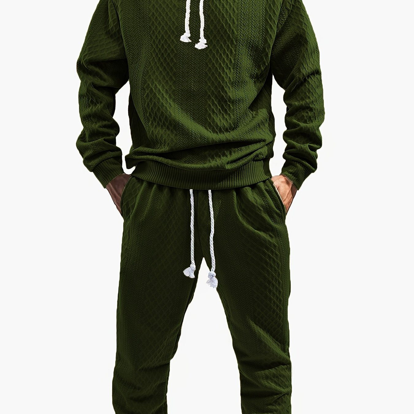 Ensemble Survêtement Homme à Capuche Texture Chevron et Losange – Style Décontracté