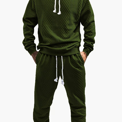 Ensemble Survêtement Homme à Capuche Texture Chevron et Losange – Style Décontracté