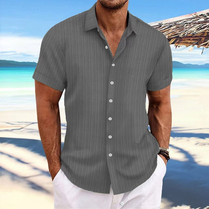Chemise décontractée à rayures pour homme – Style estival chic, idéale pour la plage ou la ville