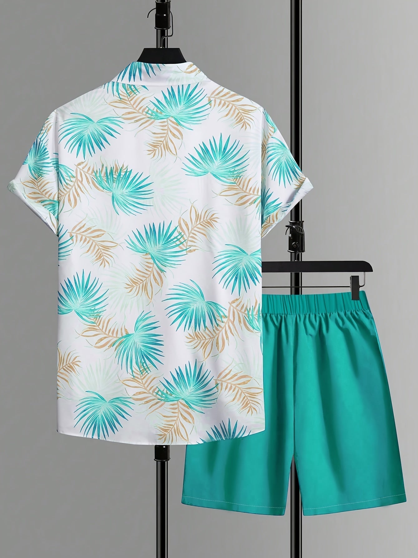 Ensemble d'été décontracté homme style tropical – Chemise manches courtes et short – Idéal plage et vacances