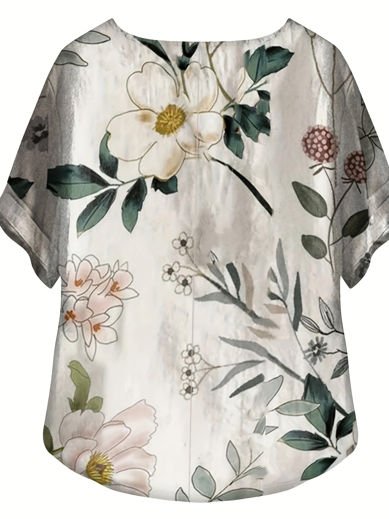 Blouse femme style vintage à fleurs imprimées avec boutons – Élégance décontractée pour l'été