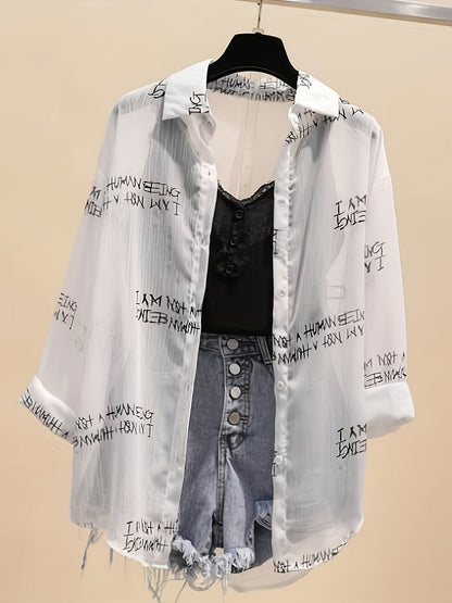 Chemise Femme Style Journal Imprimé avec Débardeur et Short Taille Haute, Tendance Urbaine Casual