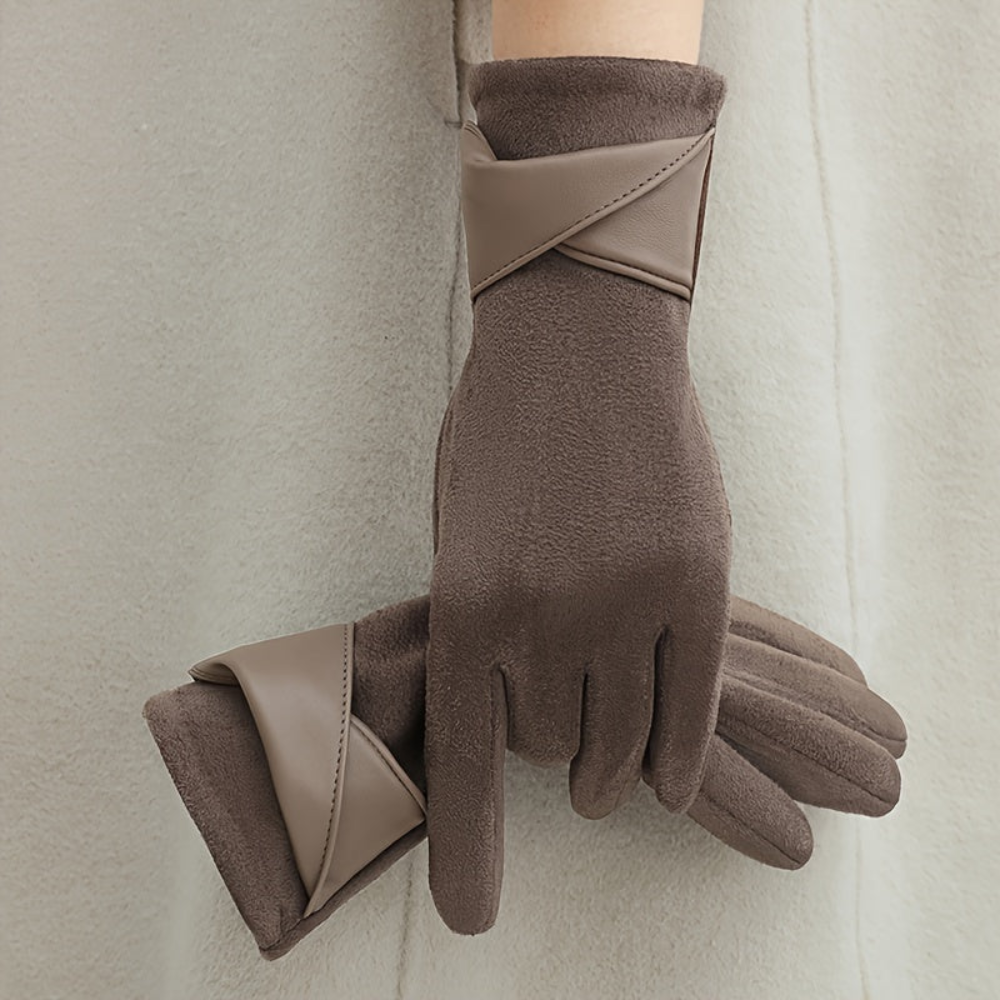 Gants Femme Hiver Chauds avec Manchette Décorative Multicolore