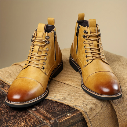 Bottes Chelsea pour homme à lacets, bout cap et fermeture éclair latérale, style décontracté chic