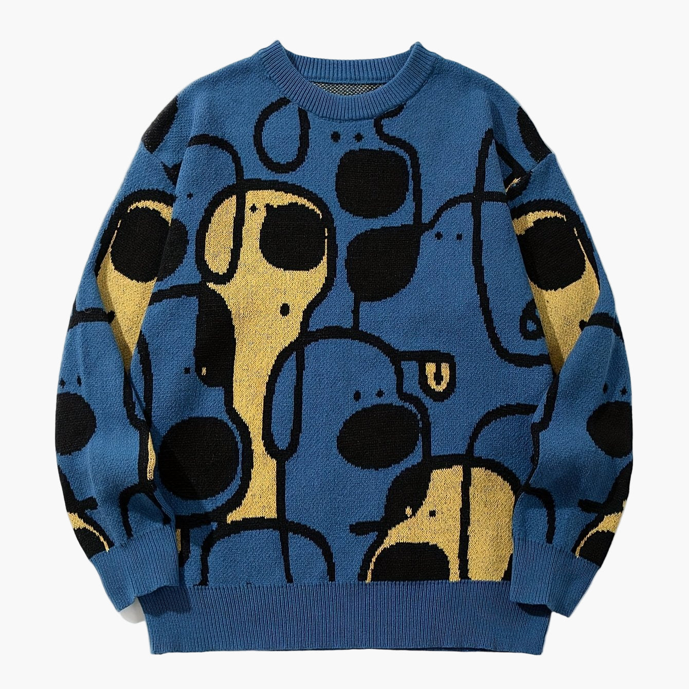 Męski sweter z graficznym wzorem psa, casual na jesień i zimę