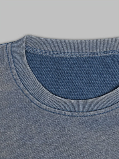 Sweatshirt unisexe gris charbon délavé avec motif chat mangeant des sushis
