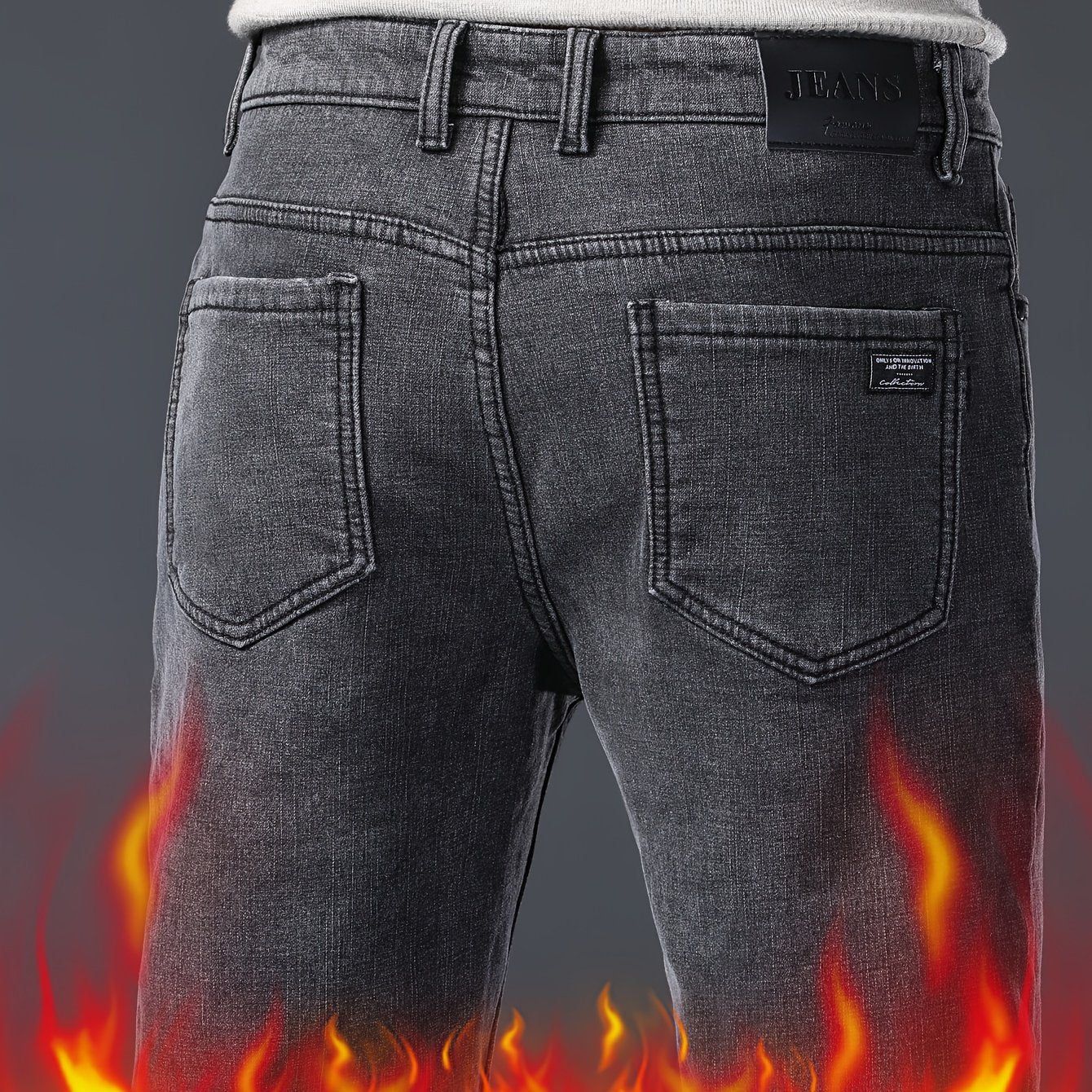 Jean homme gris foncé délavé style décontracté avec 5 poches