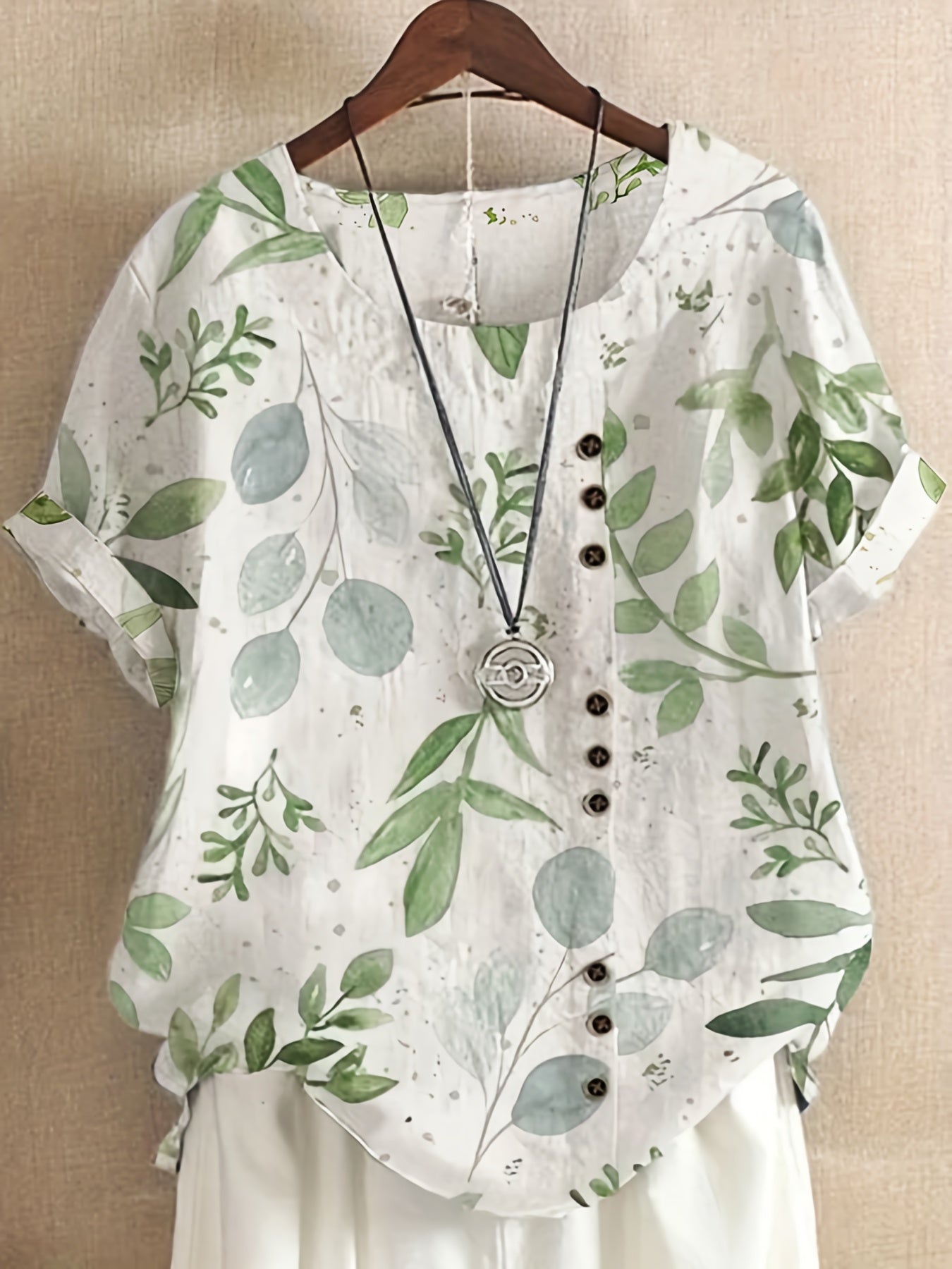 Blouse femme style vintage à fleurs imprimées avec boutons – Élégance décontractée pour l'été