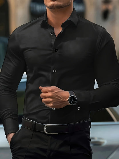 Elegant skjorte til mænd med lange ærmer - Slank pasform, business- og urbant look