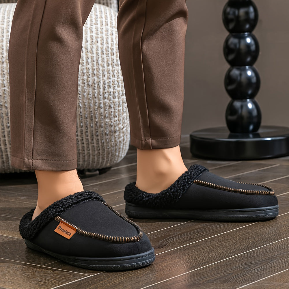 Chausson d'intérieur chaud doublé fourrure synthétique pour homme, semelle antidérapante