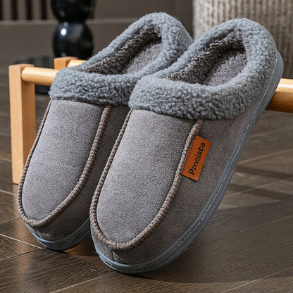 Chausson d'intérieur chaud doublé fourrure synthétique pour homme, semelle antidérapante