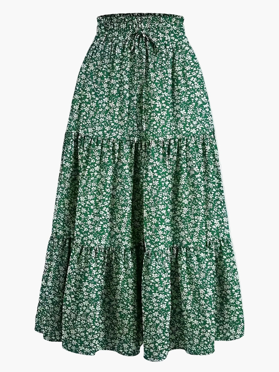 Jupe Longue Femme Élégante Taille Haute à Volants, Style Printemps Été, Idéale pour Loisirs et Sorties