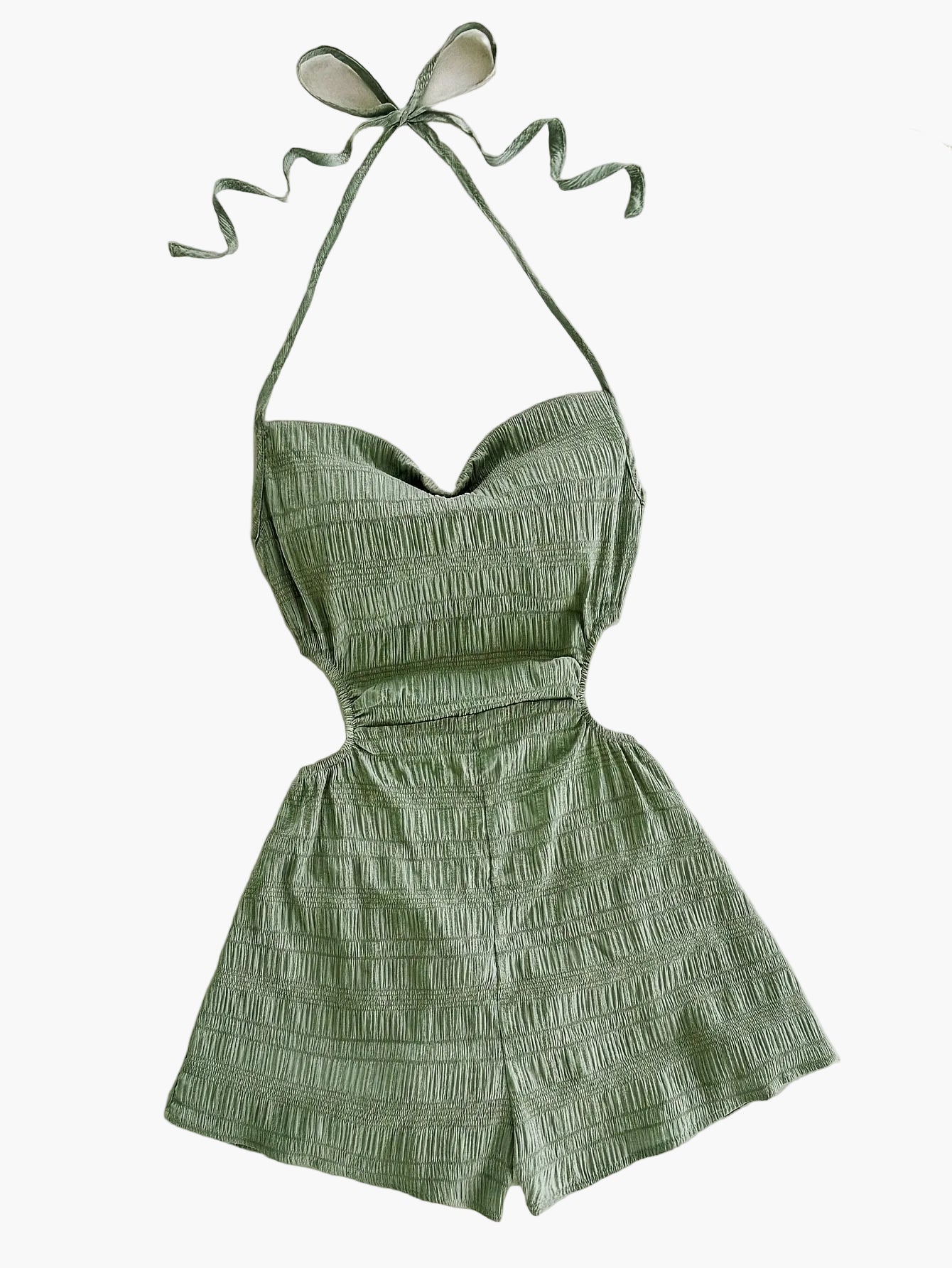 Elegant Women's Romper with Cowl Neck and Open Back – Vacation Style, Modern Fit