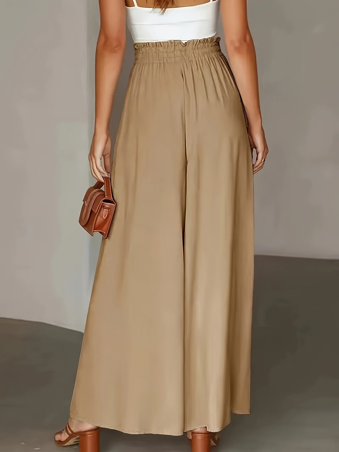 Pantalon Palazzo Large Femme Style Élégant Taille Haute avec Ceinture, Mode Décontractée et Sophistiquée