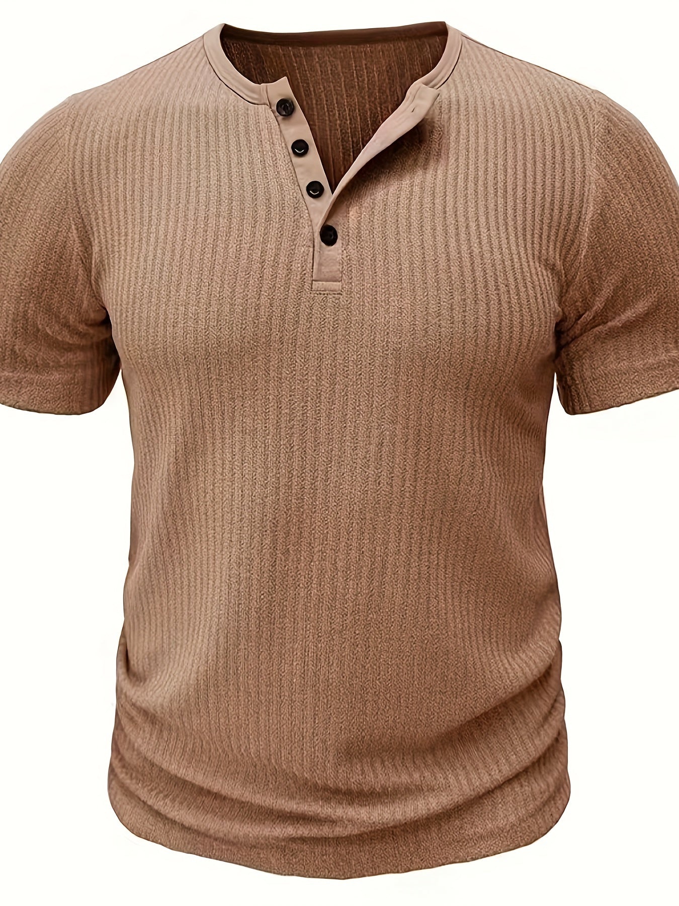 T-shirt henley à rayures décontracté pour homme – Idéal pour l'été et les loisirs