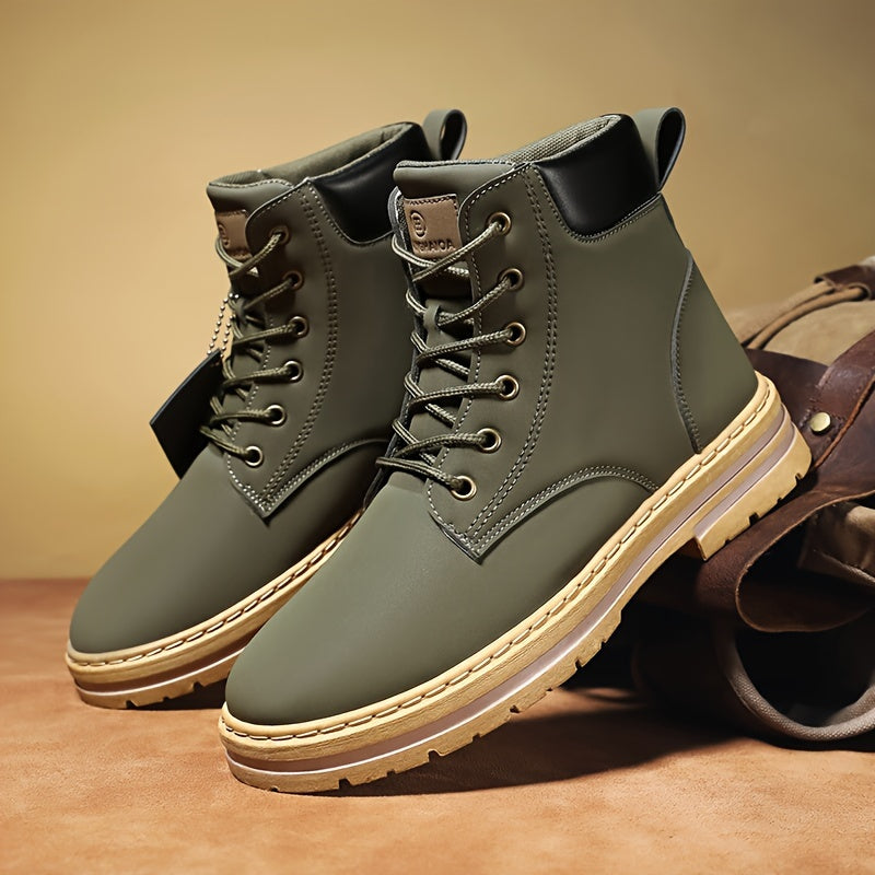 Bottes montantes homme lacets semelle contrastée style décontracté
