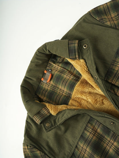 Veste Chemise Homme Carreaux Vert Doublée Molletonnée Chaude