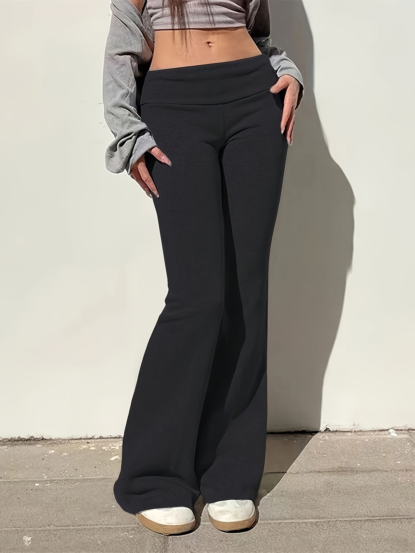 Pantalon évasé taille haute femme style décontracté pour le printemps et l'été
