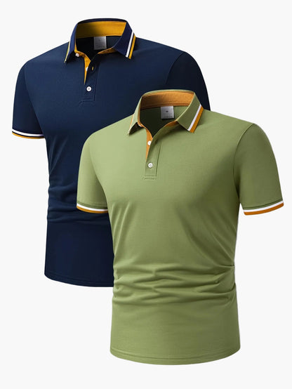 Polo décontracté homme à col contrastant, style élégant pour activités quotidiennes et loisirs