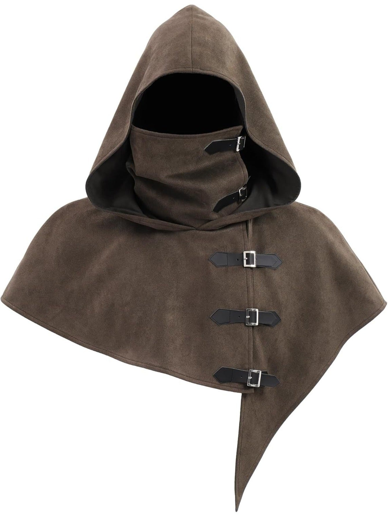 Capuche avec masque intégré et capeline à boucles – Style médiéval pour homme ou femme