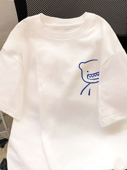 T-shirt décontracté oversize homme motif graphique ours style streetwear
