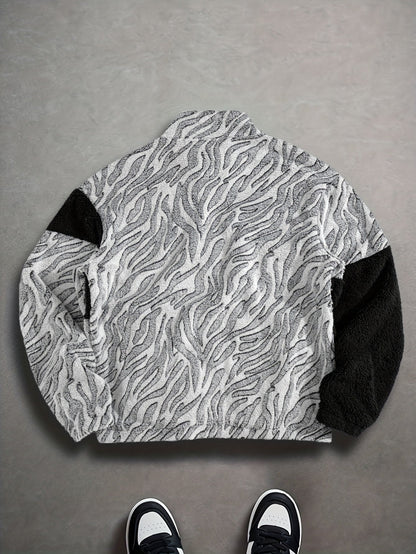 Veste Polaire Zippée Motif Zèbre Bicolore Col Montant