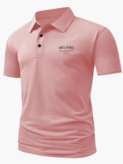 Elegantes Herren-Poloshirt im italienischen Stil mit geometrischem Muster für einen casual-chicen Look  