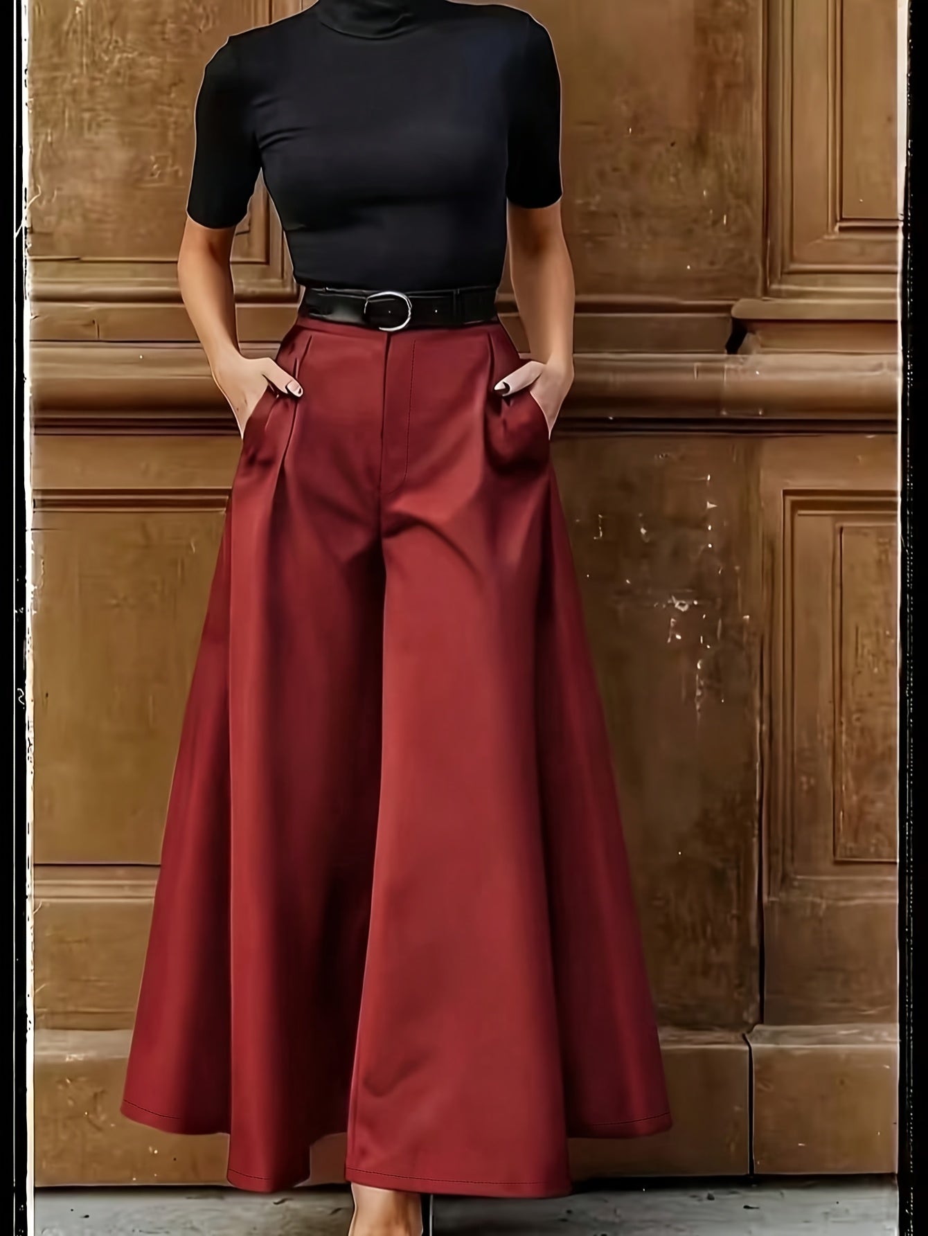 Pantalon large évasé femme style élégant soirée et bureau