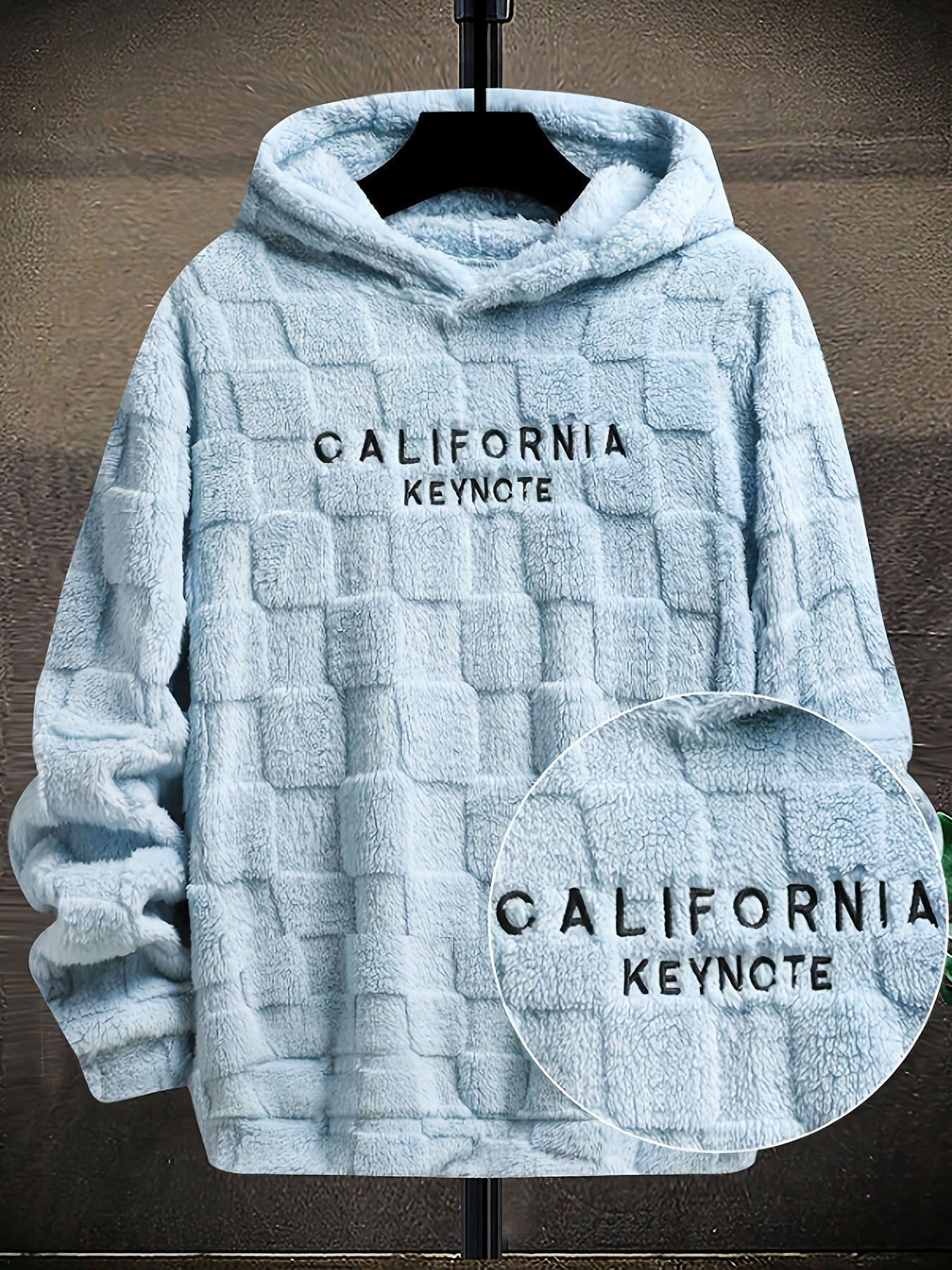 Sweat à capuche doux texturé en peluche pour homme avec motif « California Keynote »
