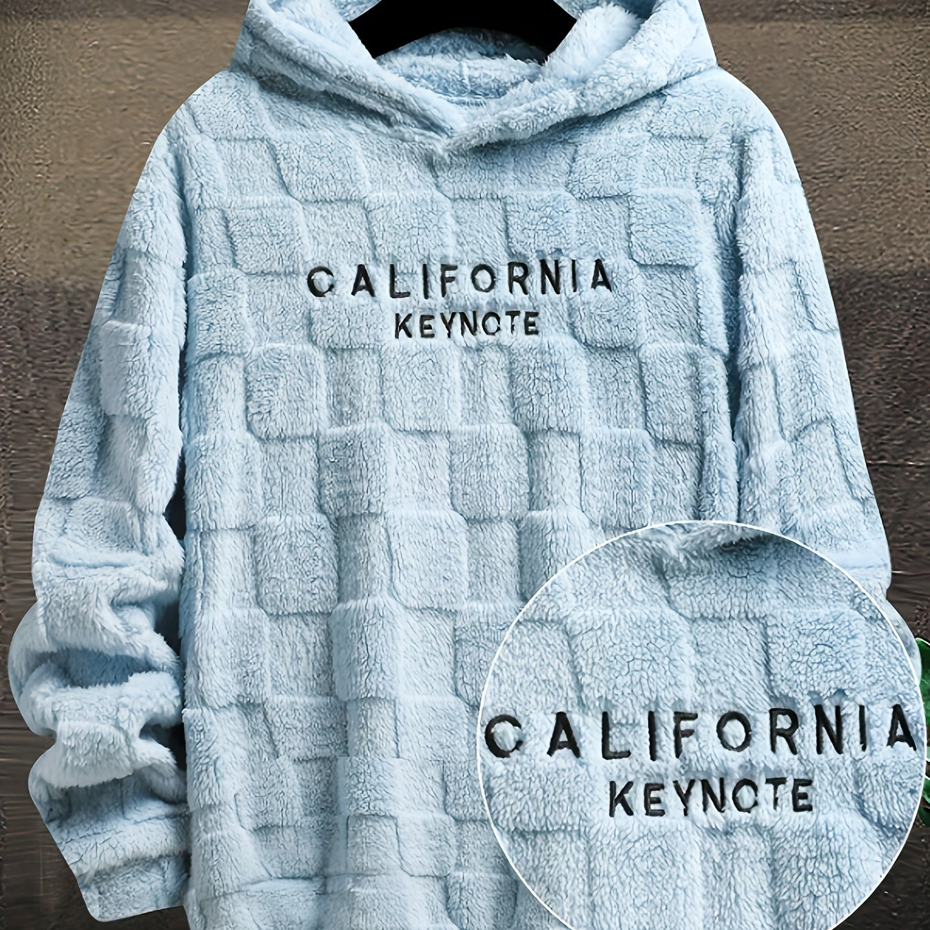 Sweat à capuche doux texturé en peluche pour homme avec motif « California Keynote »