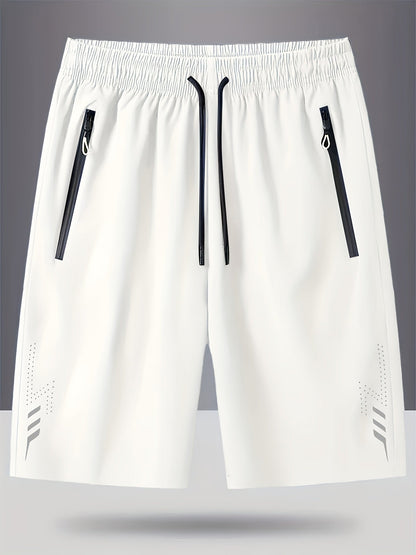 Short de sport décontracté pour homme avec poches zippées et motif géométrique